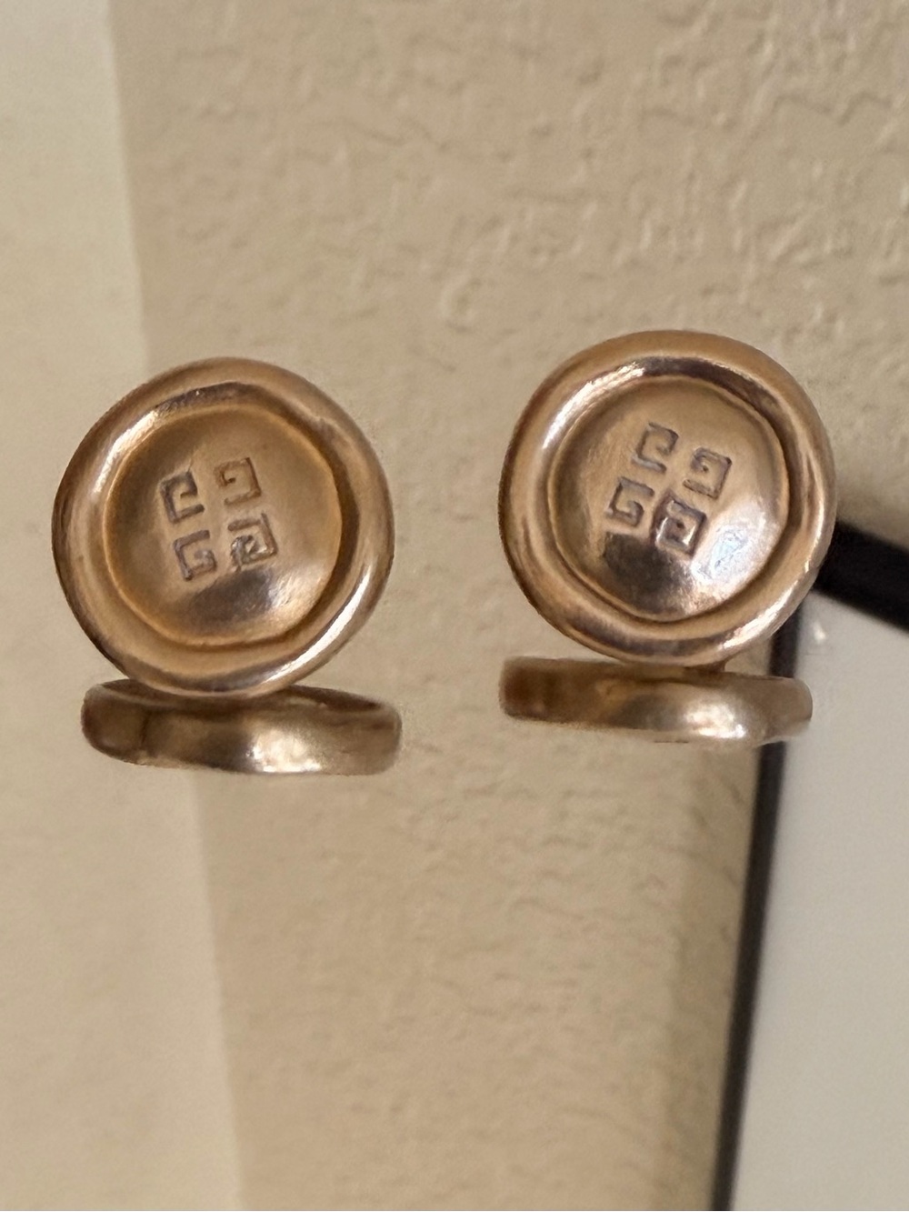 Givenchy clip-on earrings brushed gold-tone finish signature 4G monogram Round